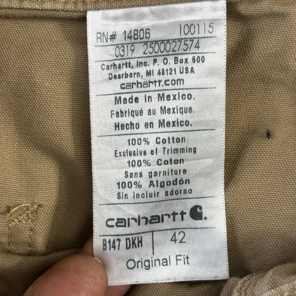 Carhartt Shorts Mens 42 Brown Y2K Canvas Carpenter Cargo Utility Workwear B147‎